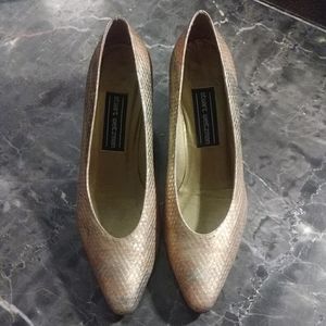 Stuart Weitzman gold bronze snake pump shoes